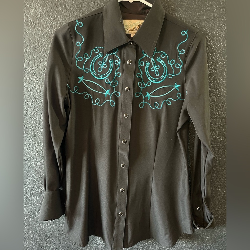 Roper Black and Blue Button Down Shirt